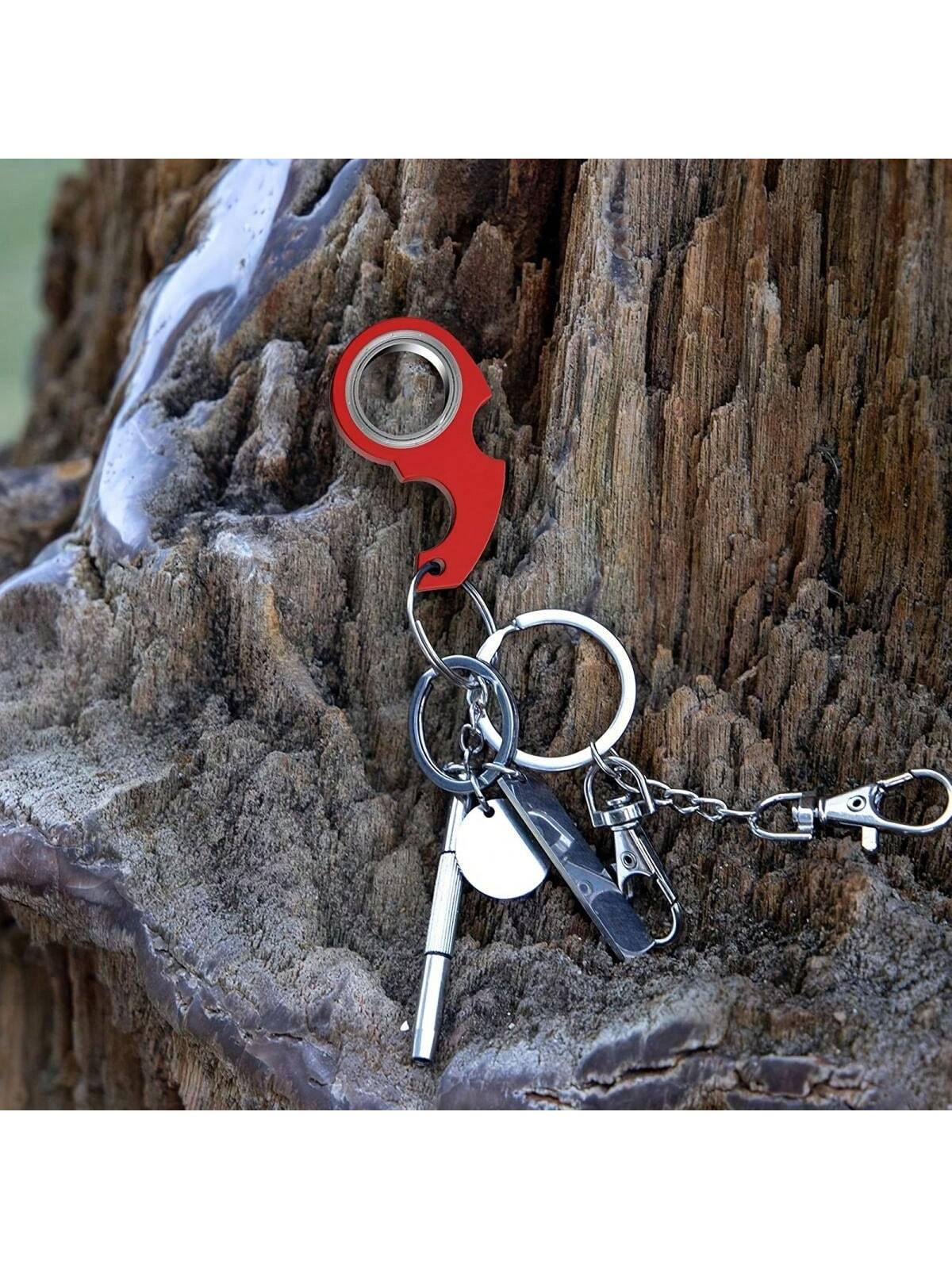 1pc Keychain Spinner Toy, Portable Keyring Spinner Toy, Finger Keychain Spinner, Novelty Keychains For Finger Exercise Black