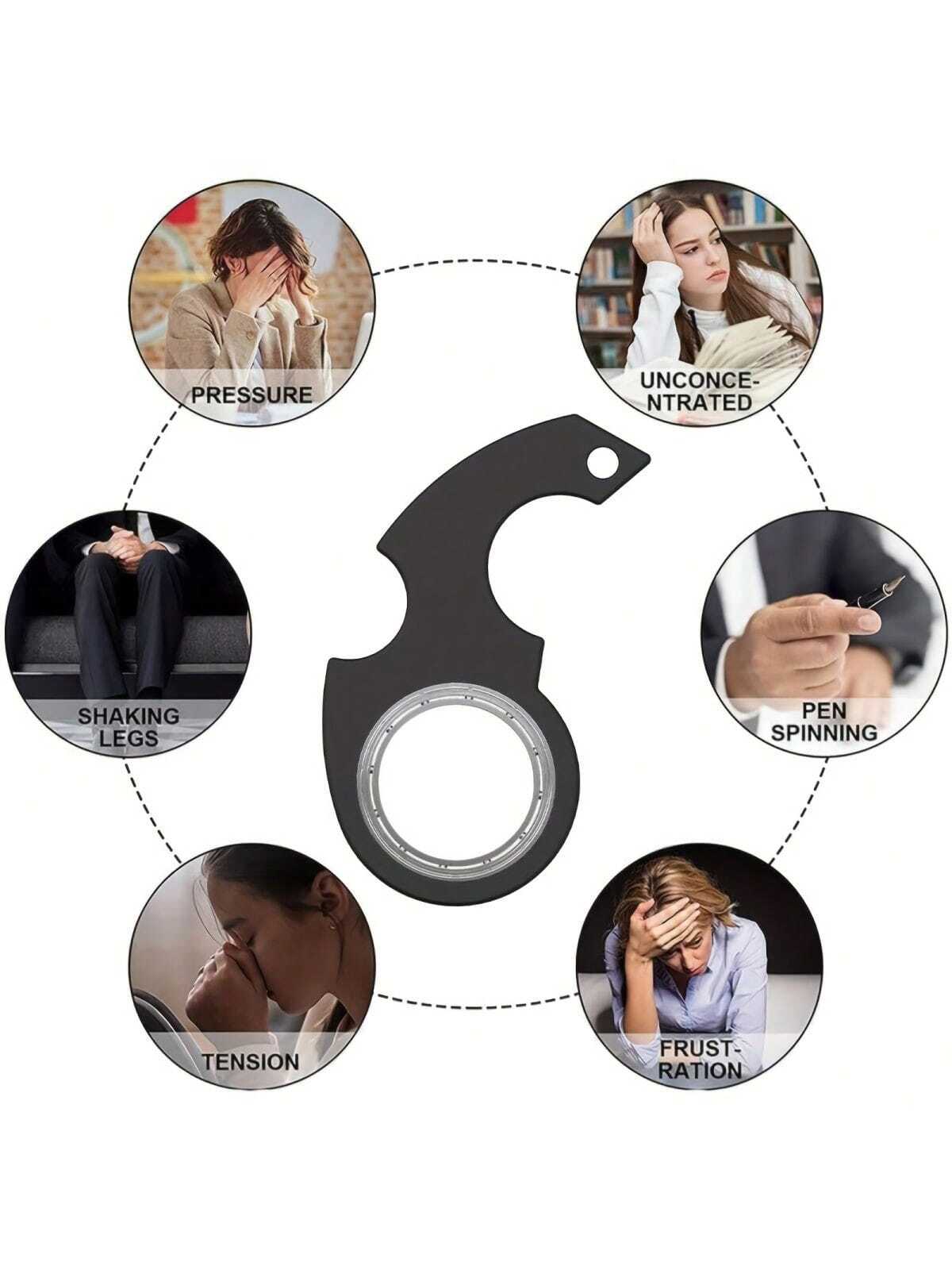 1pc Keychain Spinner Toy, Portable Keyring Spinner Toy, Finger Keychain Spinner, Novelty Keychains For Finger Exercise Black