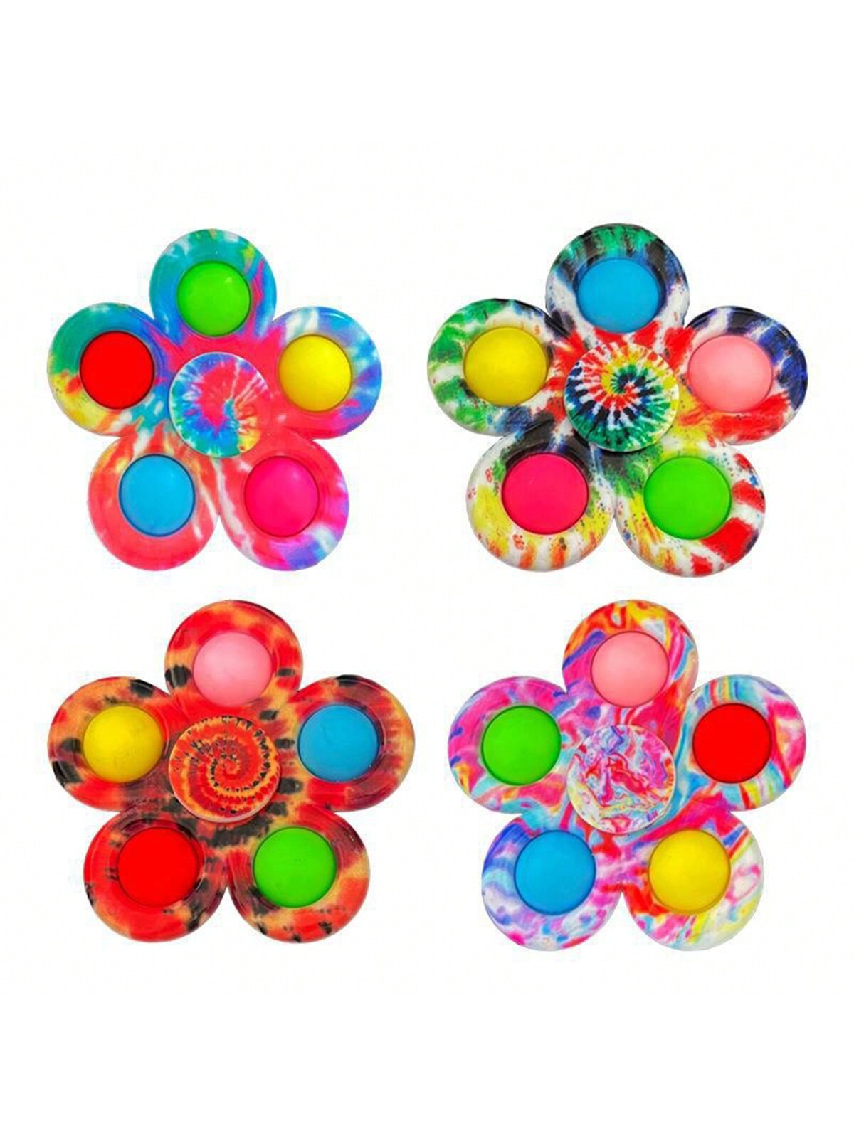2pcs Random Color Tie Dye Pop Finger Toys Push Bubble Hand Spinner For Anxiety Stress Relief Sensory Christmas Gifts,Clicking Fidget Toy,Pop Out Toy,Fidget Stick Multicolor