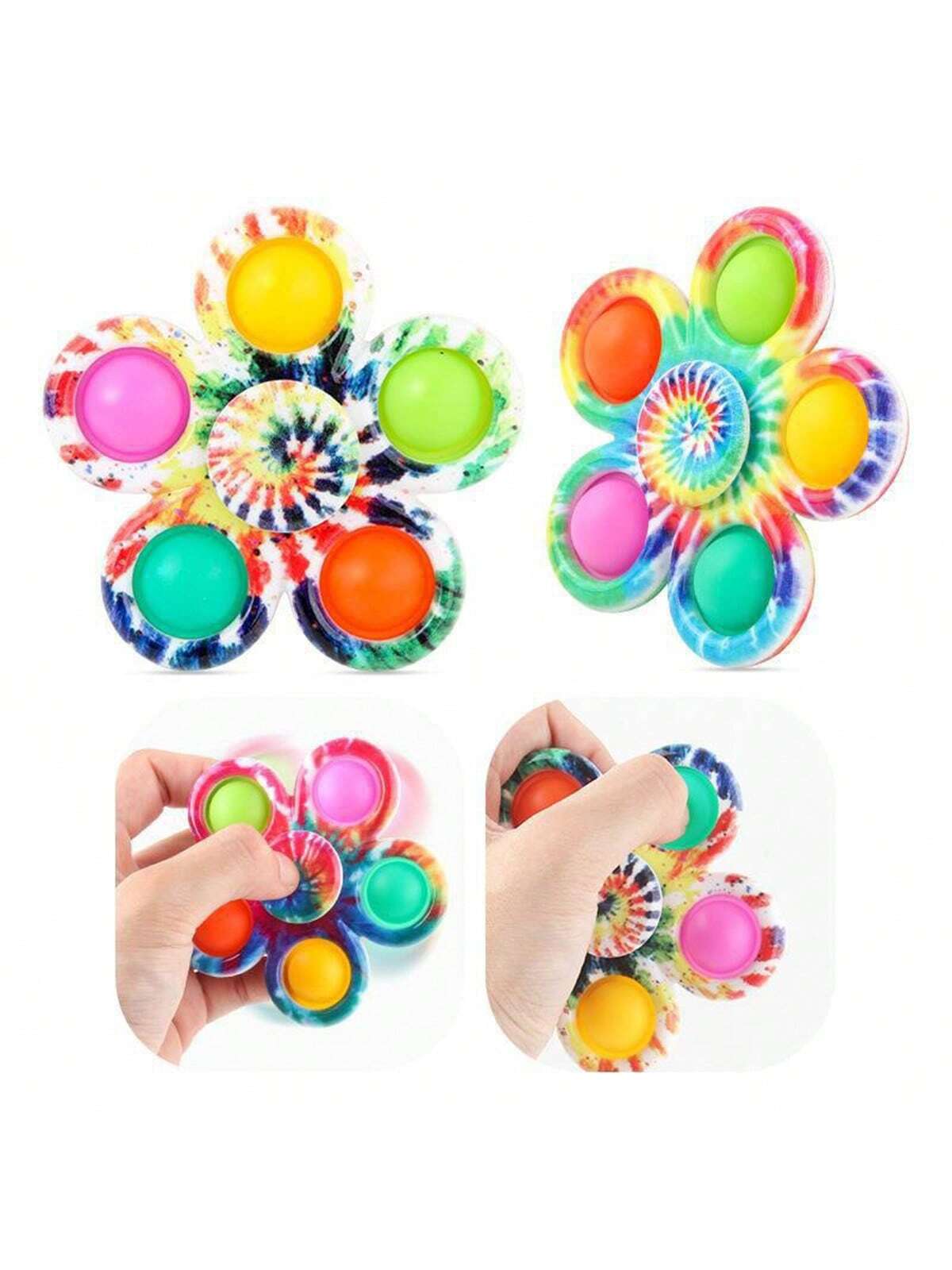 2pcs Random Color Tie Dye Pop Finger Toys Push Bubble Hand Spinner For Anxiety Stress Relief Sensory Christmas Gifts,Clicking Fidget Toy,Pop Out Toy,Fidget Stick Multicolor