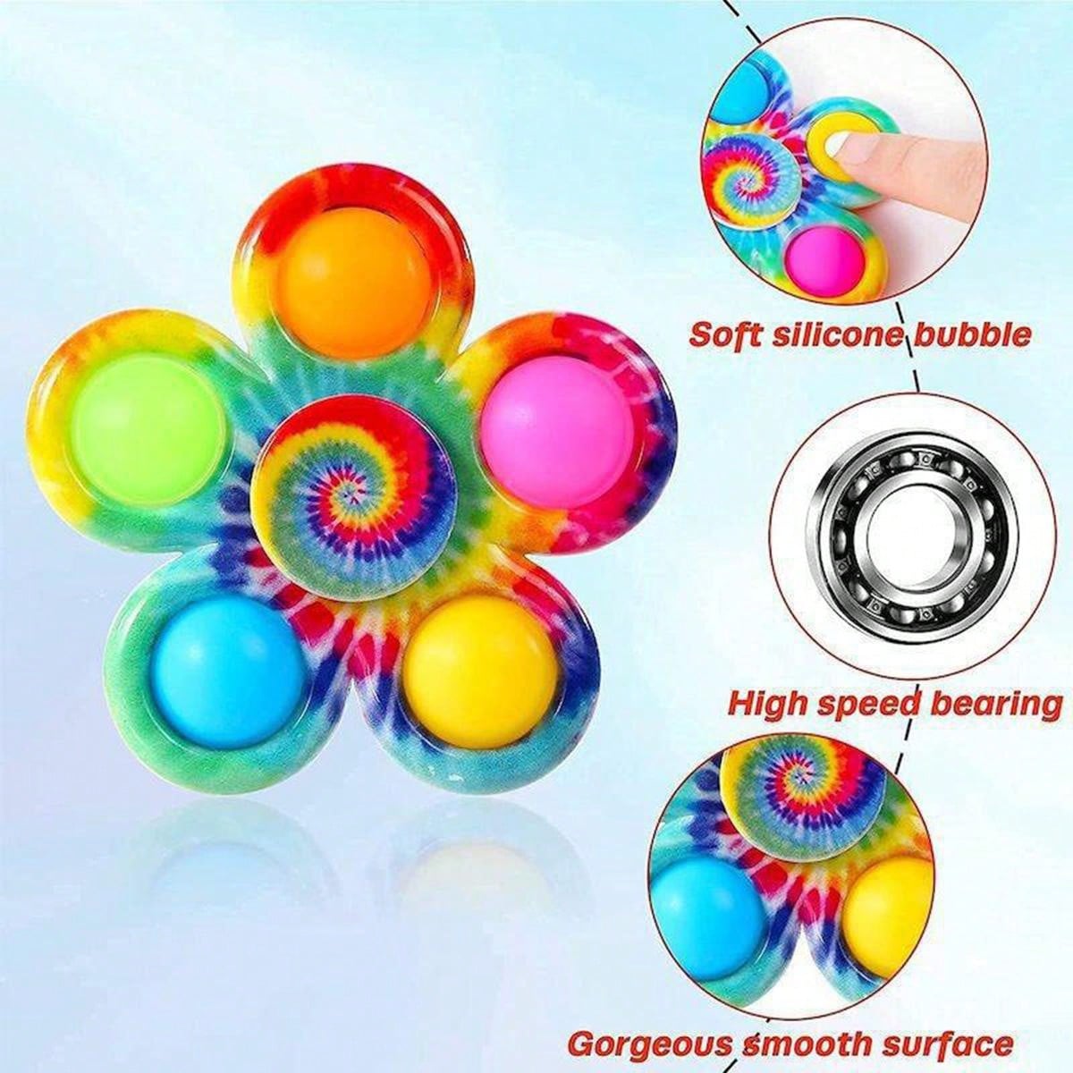 2pcs Random Color Tie Dye Pop Finger Toys Push Bubble Hand Spinner For Anxiety Stress Relief Sensory Christmas Gifts,Clicking Fidget Toy,Pop Out Toy,Fidget Stick Multicolor