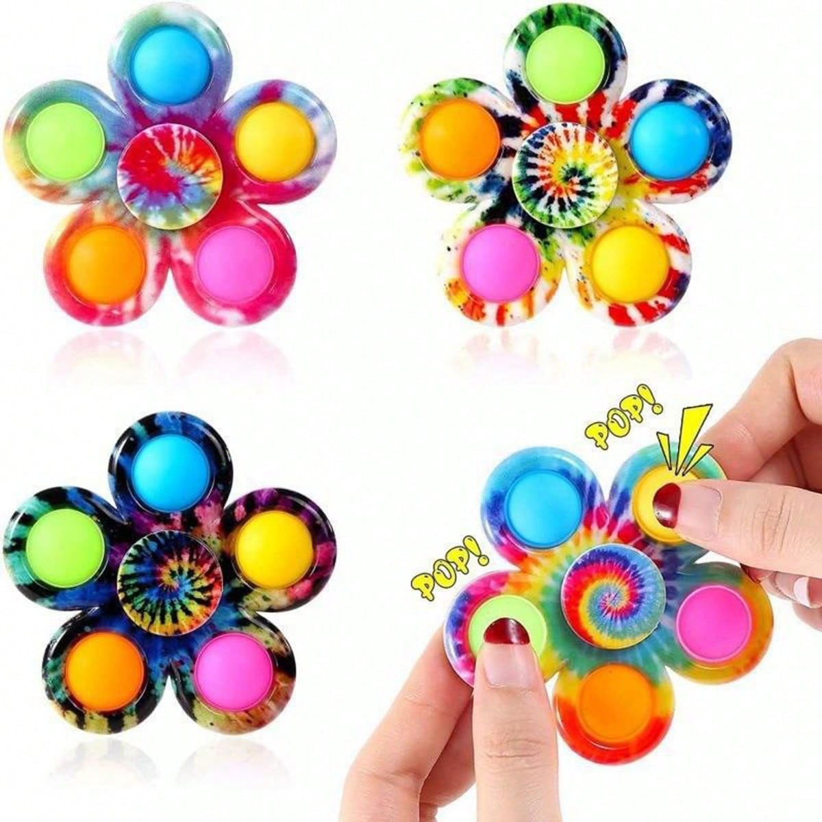 2pcs Random Color Tie Dye Pop Finger Toys Push Bubble Hand Spinner For Anxiety Stress Relief Sensory Christmas Gifts,Clicking Fidget Toy,Pop Out Toy,Fidget Stick Multicolor