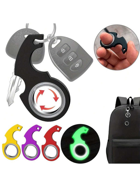 1pc Keychain Spinner Toy, Portable Keyring Spinner Toy, Finger Keychain Spinner, Novelty Keychains For Finger Exercise Black