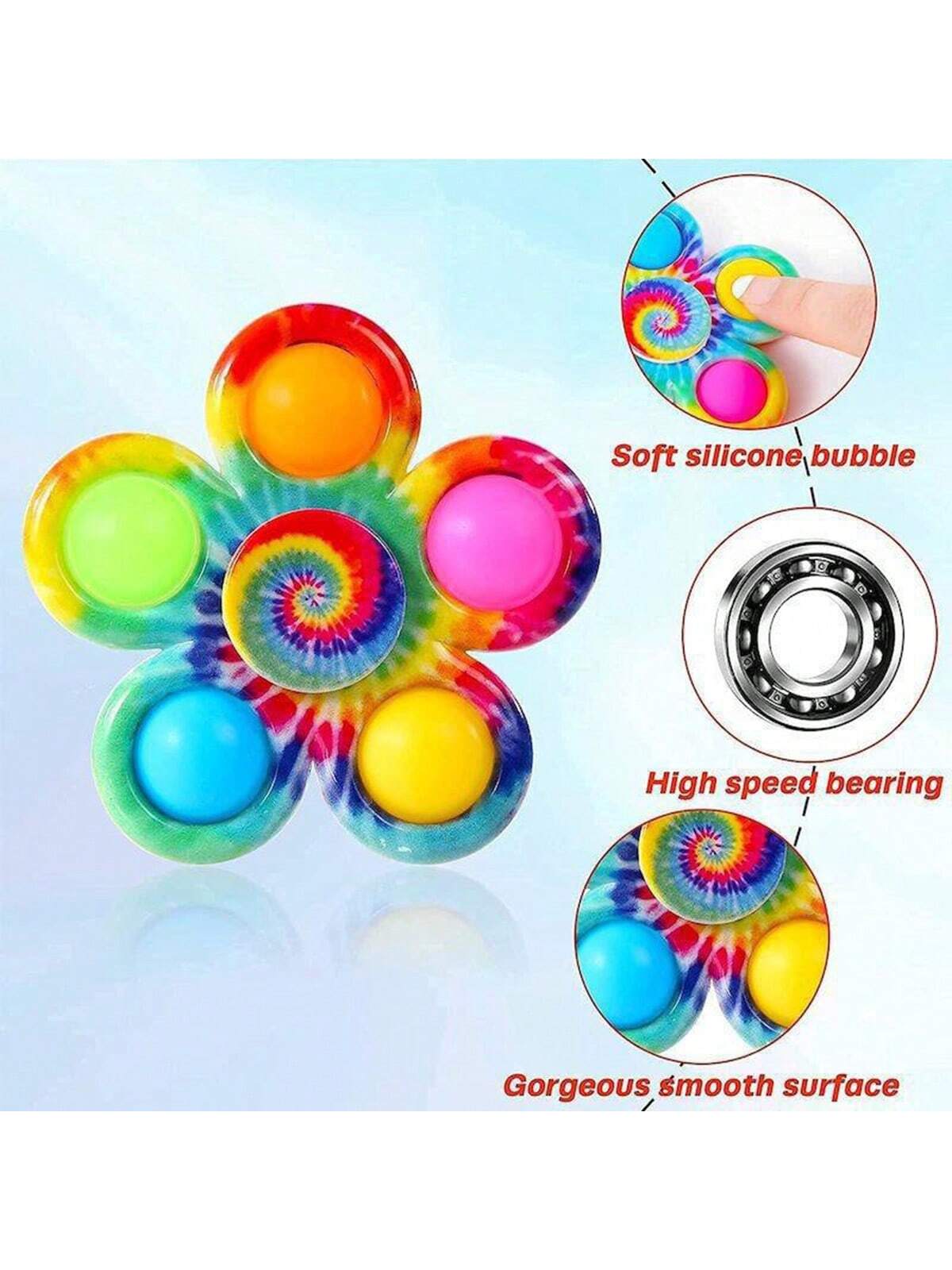 2pcs Random Color Tie Dye Pop Finger Toys Push Bubble Hand Spinner For Anxiety Stress Relief Sensory Christmas Gifts,Clicking Fidget Toy,Pop Out Toy,Fidget Stick Multicolor