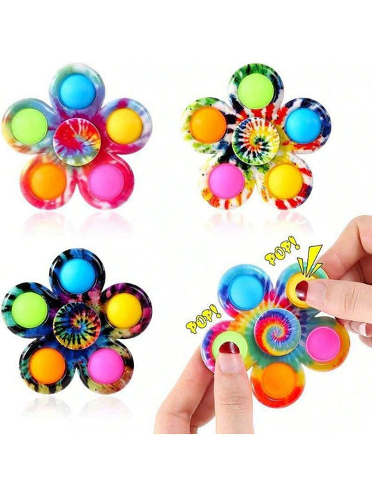 2pcs Random Color Tie Dye Pop Finger Toys Push Bubble Hand Spinner For Anxiety Stress Relief Sensory Christmas Gifts,Clicking Fidget Toy,Pop Out Toy,Fidget Stick Multicolor
