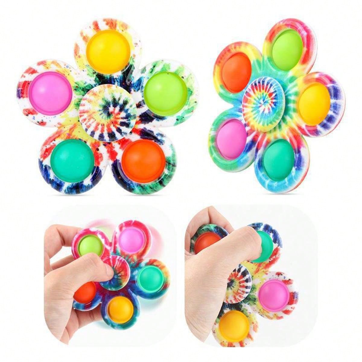 2pcs Random Color Tie Dye Pop Finger Toys Push Bubble Hand Spinner For Anxiety Stress Relief Sensory Christmas Gifts,Clicking Fidget Toy,Pop Out Toy,Fidget Stick Multicolor